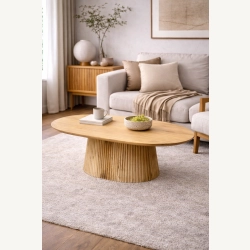 Marmoholz Montemerano Legno – Stolik Kawowy Owalny | Jasny Mango | 120 x 70 cm